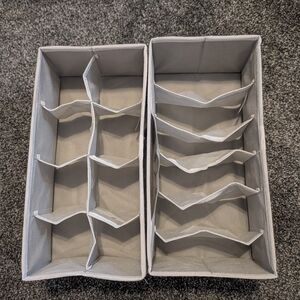 Gray Fabric Drawer Organizers Set with Multiple Compartments